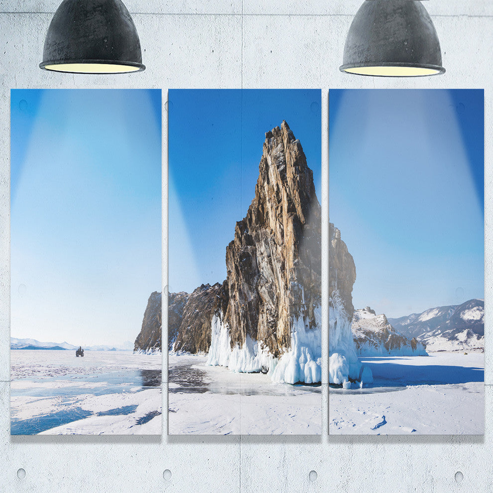 "Winter Lake Baikal Panorama" Metal Wall Art, 3 Panels, 36"x28"