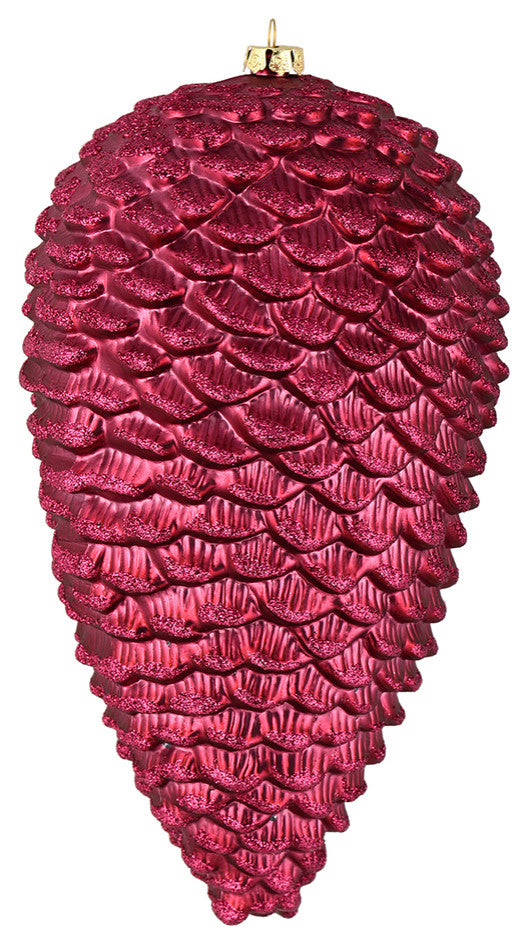 Vickerman N187321D 10" Berry Red Matte Glitter Pinecone Christmas Ornament
