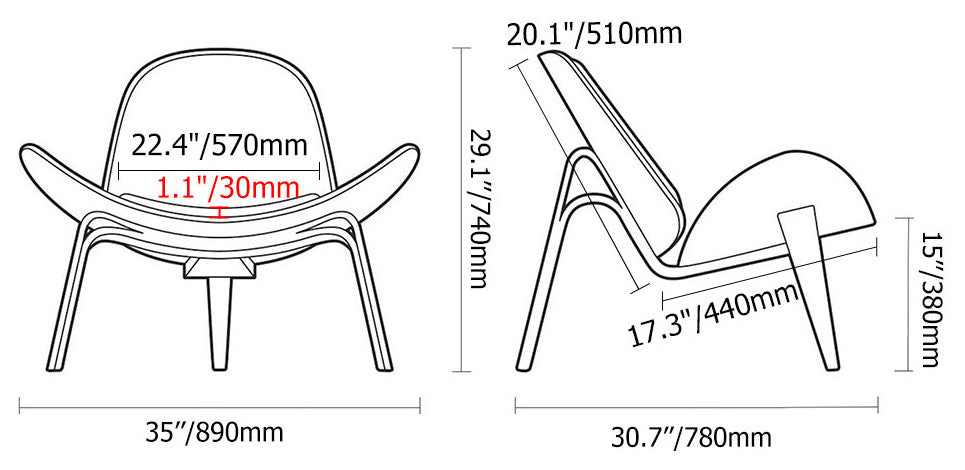 Modern Tripod Black Leather Shell Lounge Chair With Single Side, Black