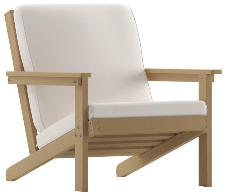 Charlestown All-Weather Poly Resin Wood Adirondack Club Chair with Cushions, Nat