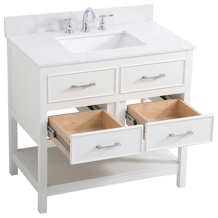 Skylar 36" Single Bathroom Vanity, White, With Backsplash