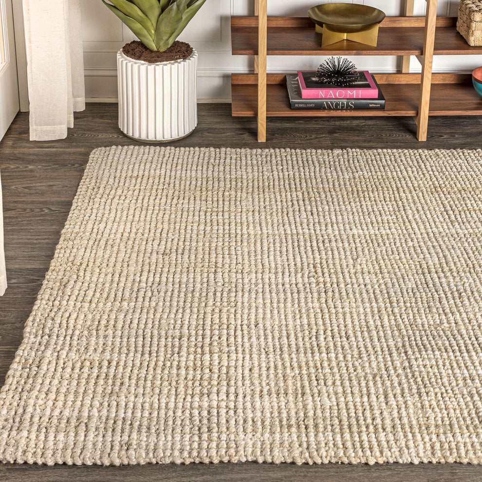 Hiro Hand Woven Chunky Jute Ivory 4' x 6' Area Rug