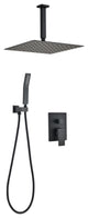 12" Square Rainfall Shower head and Handheld Shower Head Set, Matte Black