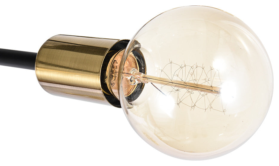 6-Light Sputnik Linear Semi Flush Mount Light, Black