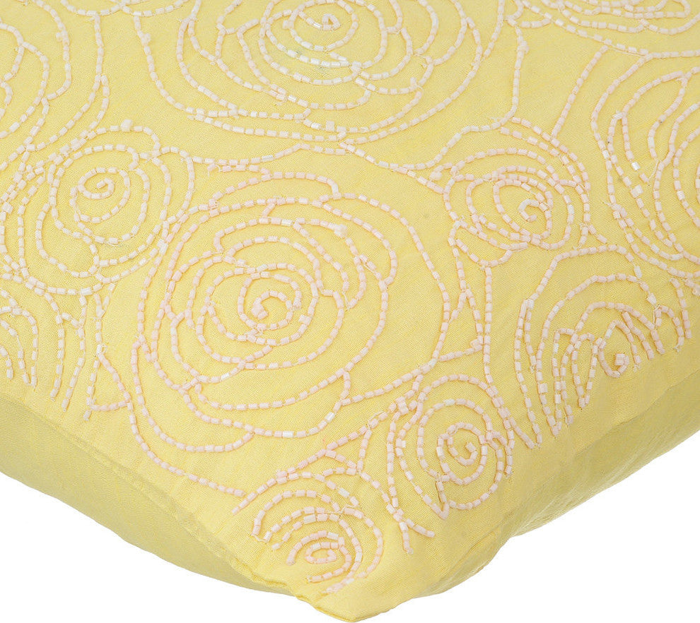 Yellow Decorative Throw Pillow Covers 20"x20" Silk Cushion Covers - Rosy Yellow