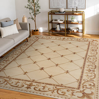 Orleans Traditional Border Area Rug, Ivory, 5'3"x7'3"
