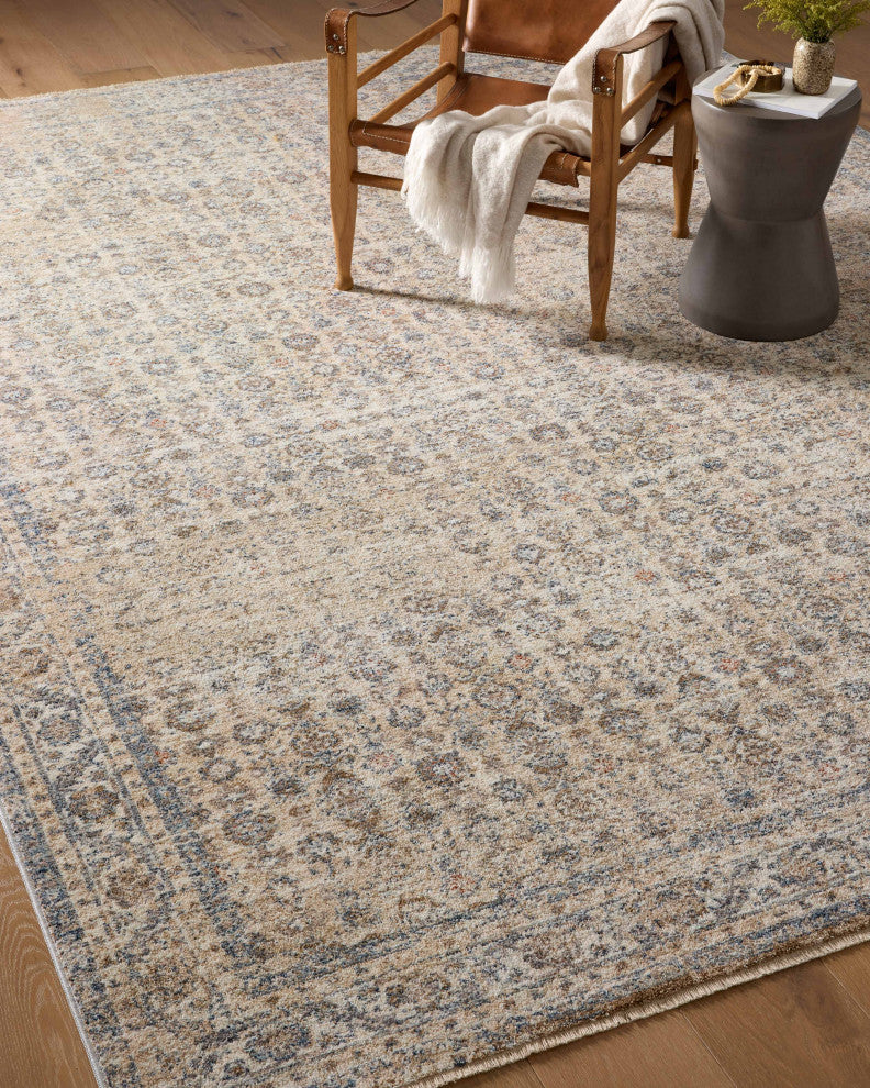 Angela Rose x Loloi Blake Beige / Denim 5''-3" x 5''-3" Round Area Rug