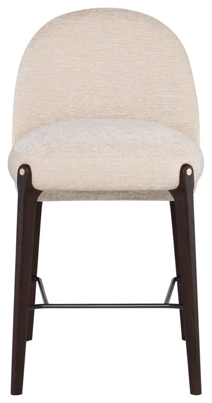 Ames Stool, Gema Pearl Upholstery and Smoked Wood Legs, Counter Height