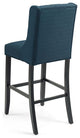 Tufted Bar Stool Chair Barstool, Fabric, Wood, Navy Blue, Modern, Bar Pub Bistro