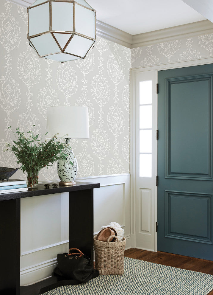 Grey New Damask Peel & Stick Wallpaper