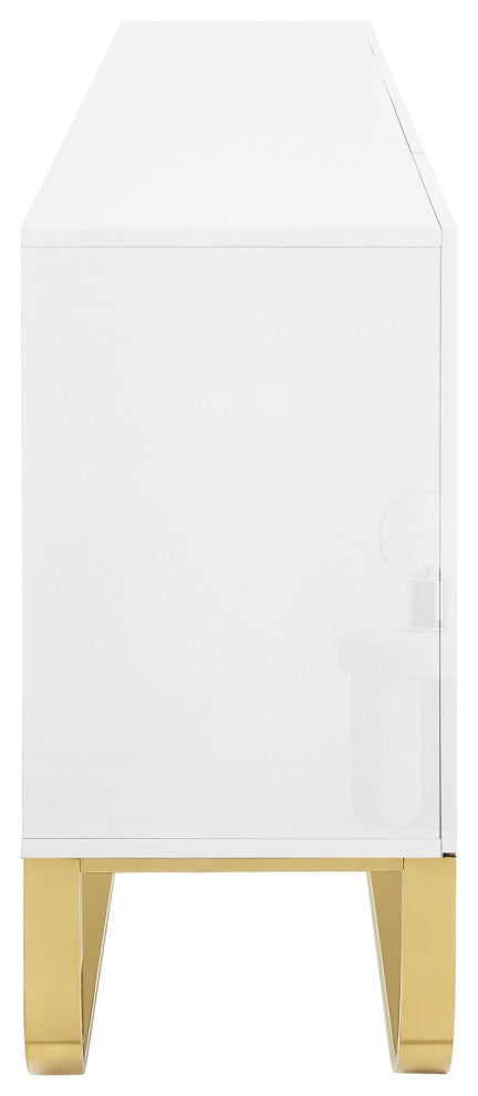 Nicole Miller Jacelynn Sideboard, White/Gold, 4-Door