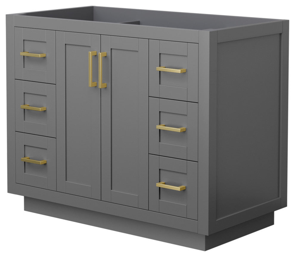 42" Single Bathroom Vanity, Dark Gray, No Countertop, No Sink, Gold Trim