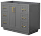42" Single Bathroom Vanity, Dark Gray, No Countertop, No Sink, Gold Trim