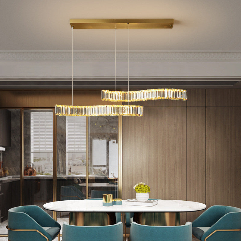 Induno Olona | Modern Crystal S-shaped LED Chandelier for Living Room, Silver, Cool Light