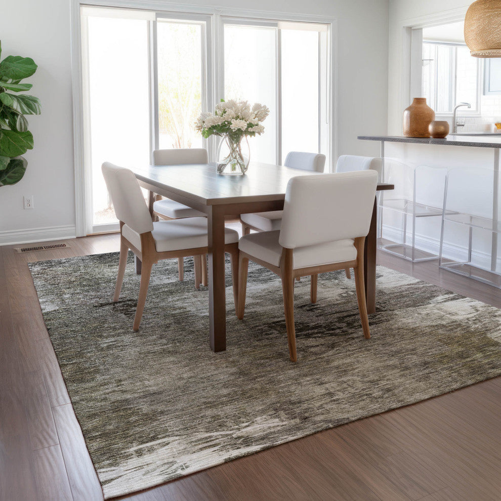 Machine Washable Indoor/Outdoor Chantille ACN597 Taupe 3' x 5' Rug