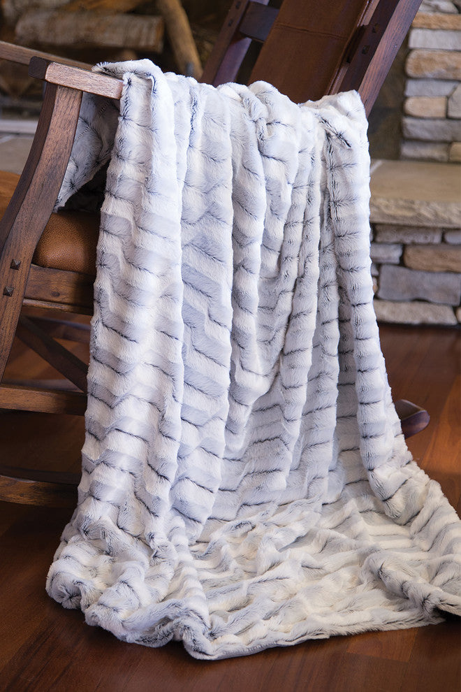 Faux Fur Throw Blanket, Modern Grey Plush Rabbit