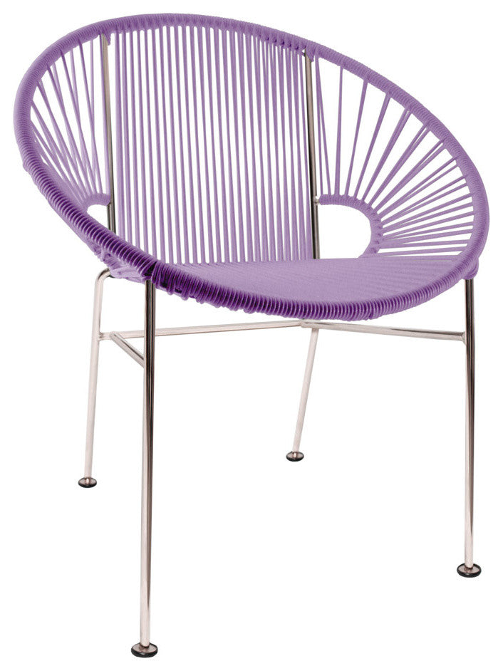 Concha Indoor/Outdoor Handmade Dining Chair, Orchid Weave, Chrome Frame