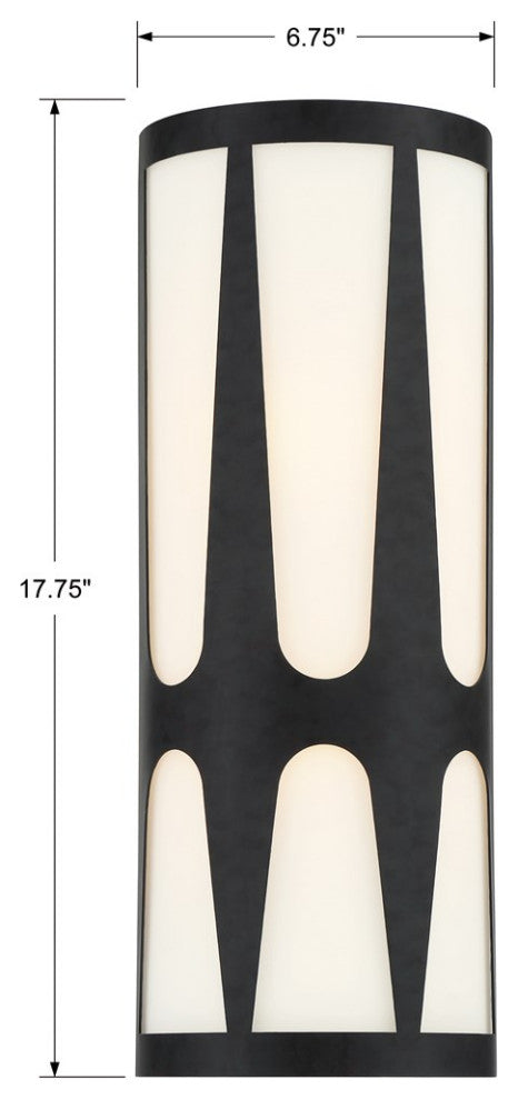 Crystorama Royston 2 Light Wall Sconce ROY-802-BK, Black