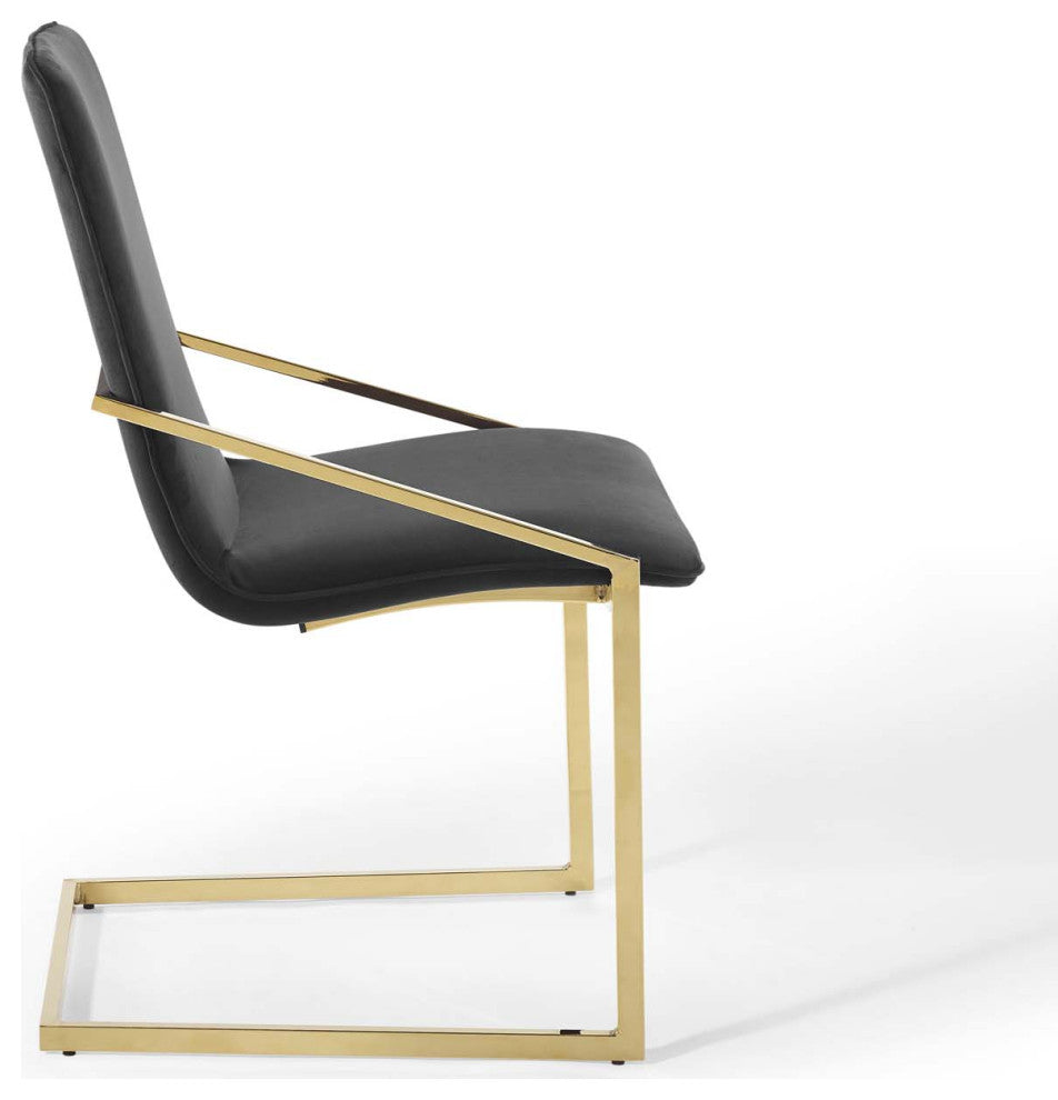Pitch Performance Velvet Dining Armchair Gold Black