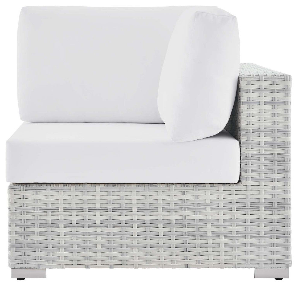 Lounge Sectional Sofa Chair Set, Rattan, Wicker, Gray White, Outdoor