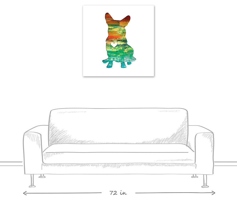 Designs Direct Creative Group Paint Silhouette Corgi 30x30 Canvas Wall Art
