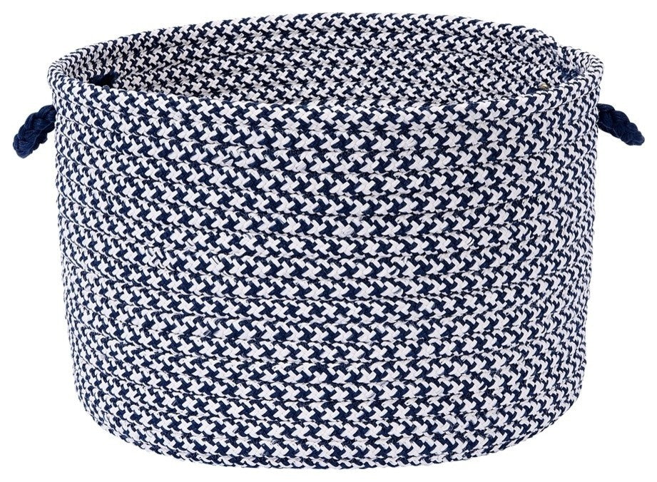Outdoor Houndstooth Tweed, Navy Utility Basket, 18"X12"