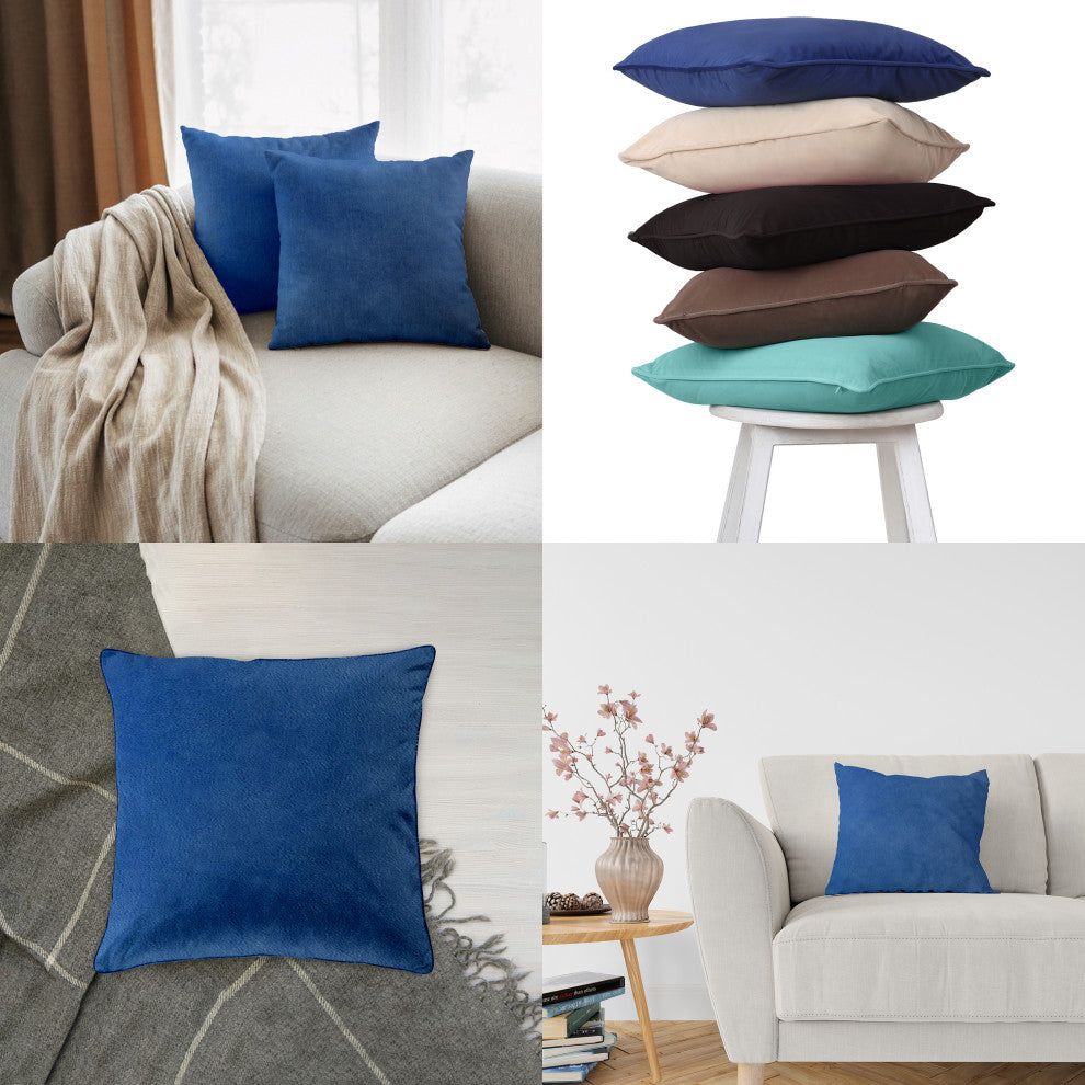 A1HC Soft Velvet Pillow Covers, YKK Zipper, Set of 2, Prussian Blue, 24"x24"