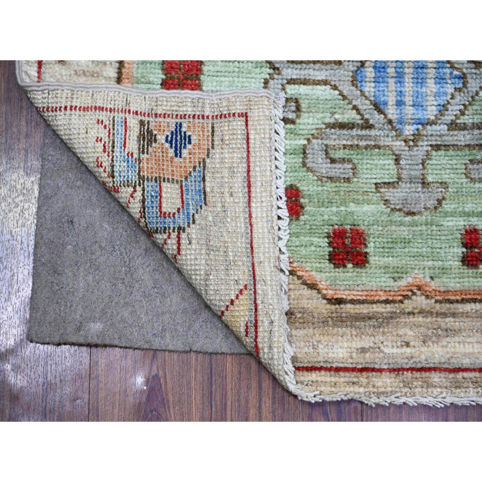Tan Anatolian Village Inspired Design Wool Hand Knotted Runner Rug 3'x10'