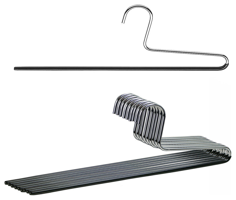 Trouser Hangers, Single Rod, Set of 10, Black