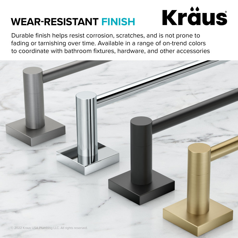 Ventus Bathroom 18" Towel Bar, Brushed Gold