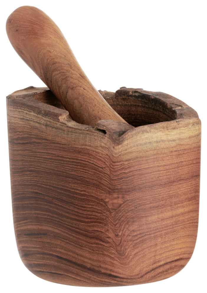 Takara Teak Wood Serveware, Mortar and Pestle