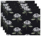 Floral Bunch 18"x14" Black Floral Print Placemat, Set of 4