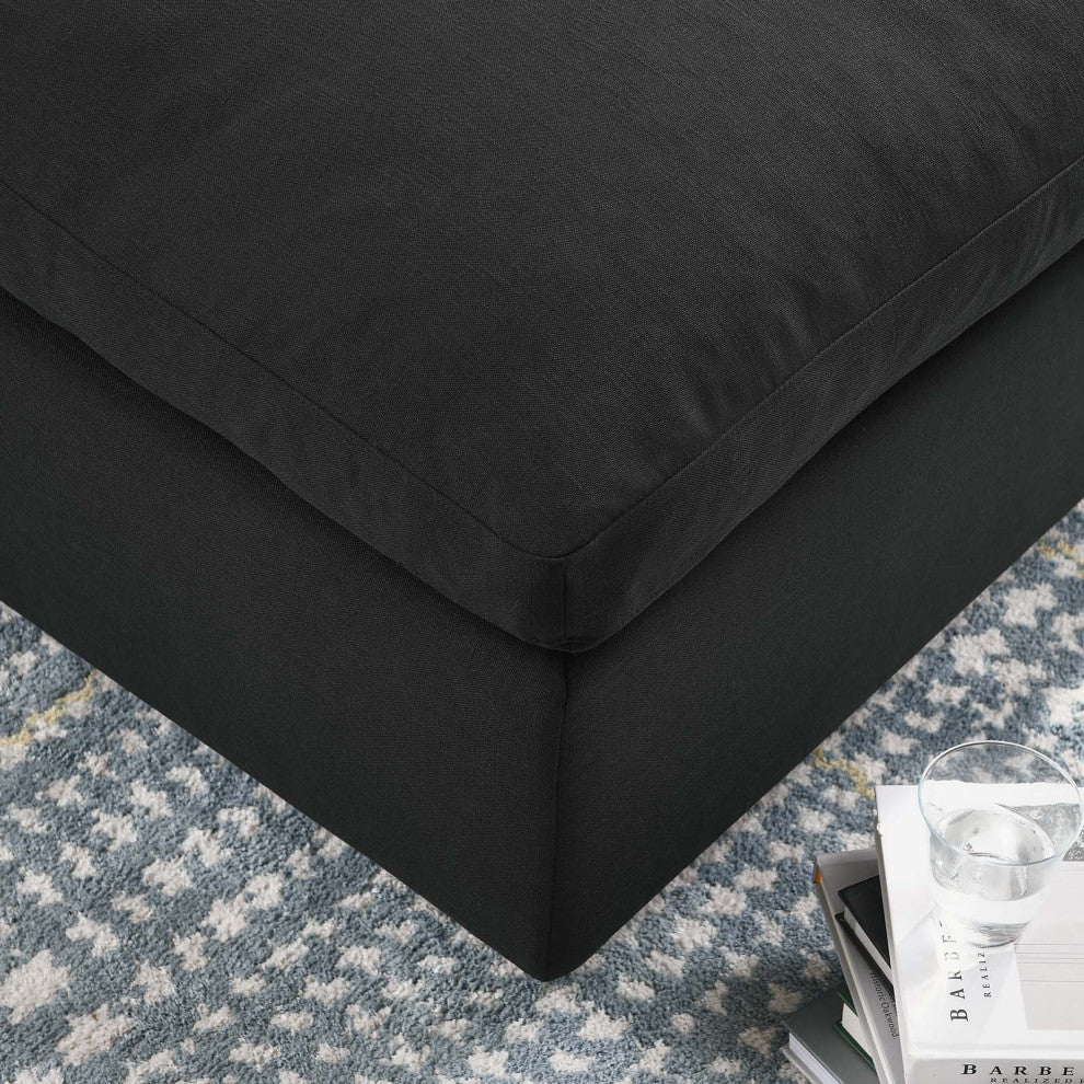 Commix Down Filled Overstuffed Ottoman, Black