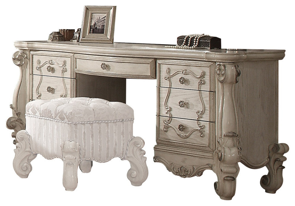 Acme Versailles Vanity Desk Bone White