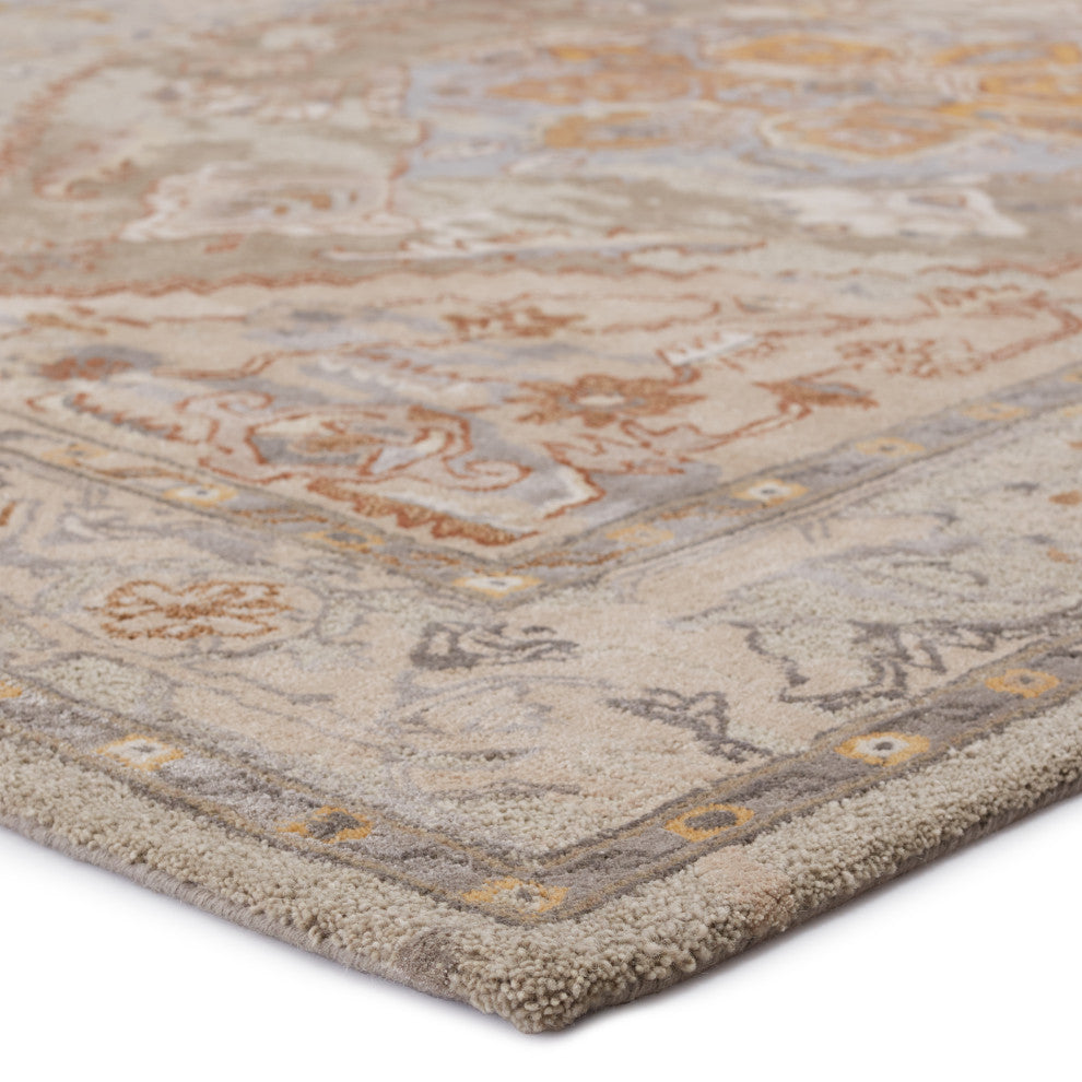Raisa Handmade Medallion Taupe/ Gold Area Rug 8'X10'