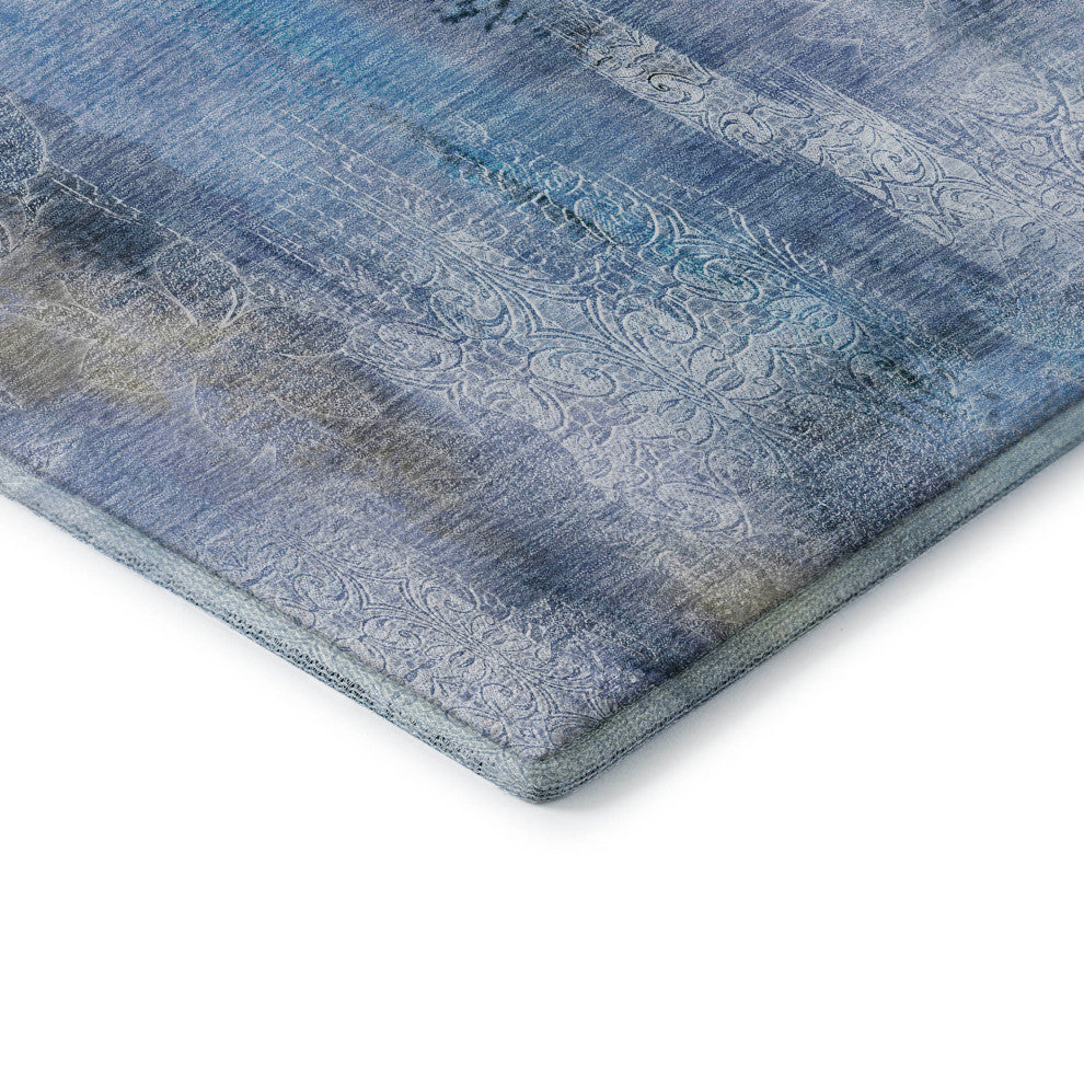 Premium Machine Washable Mayfield AMF537 Blue 2'3" x 7'6" Runner Rug