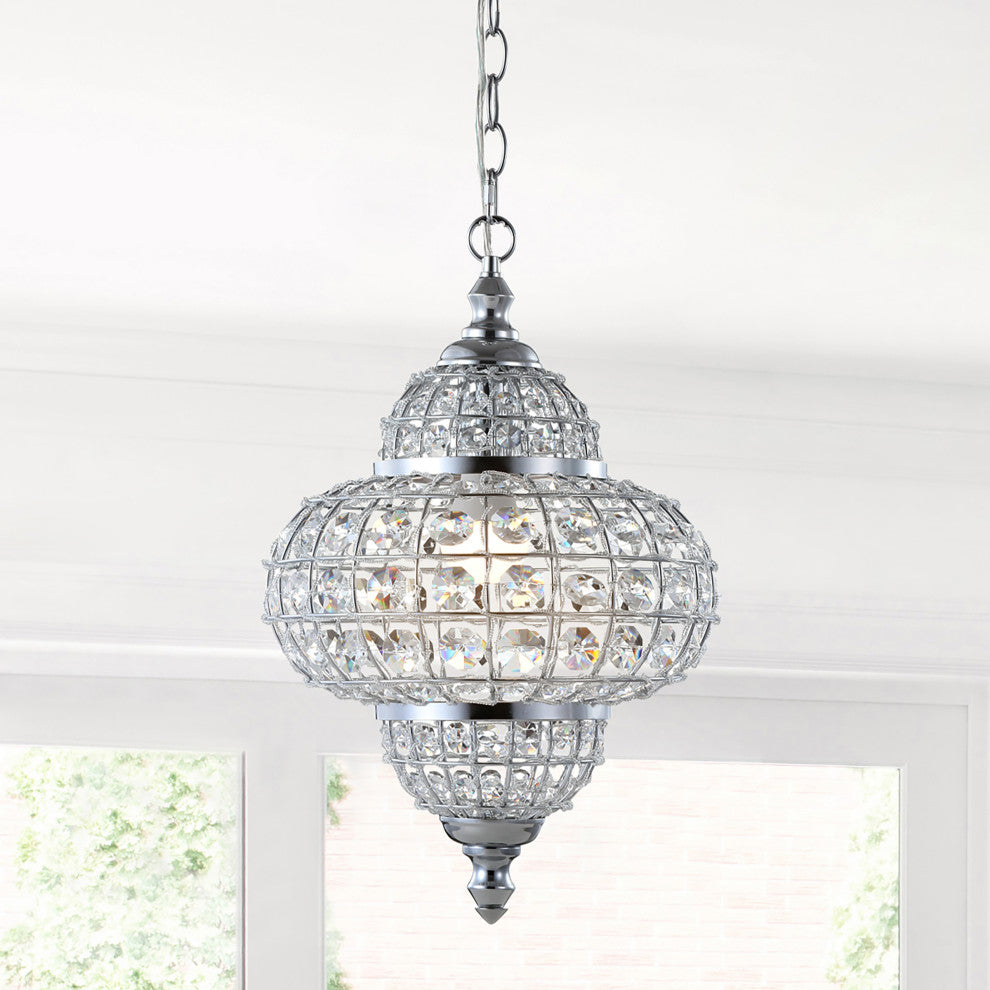 Juliette 12" Crystal, Metal LED Chandelier Pendant, Chrome
