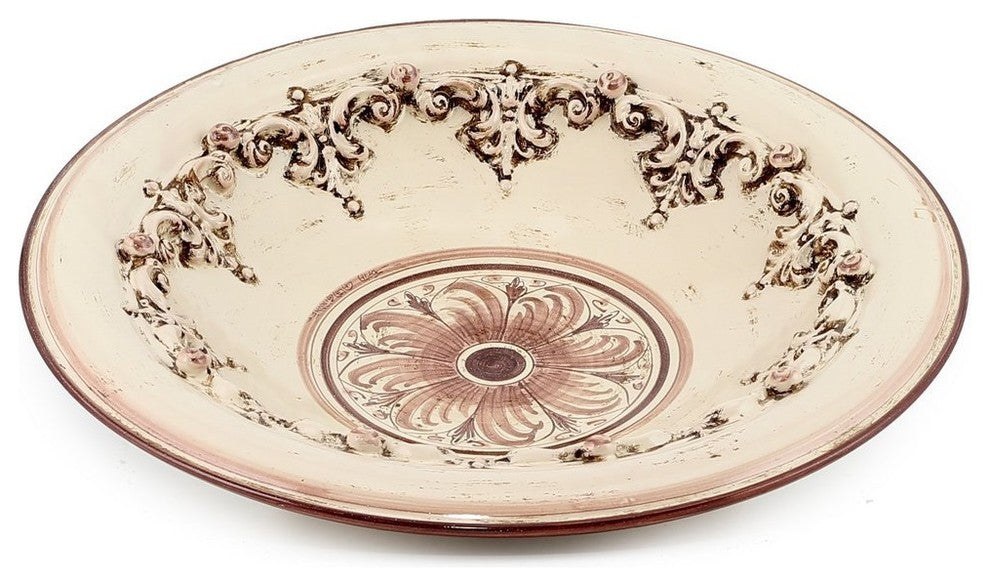 Sofia Antique Ivory, Centerpiece Plate With Bass Relief Decoration