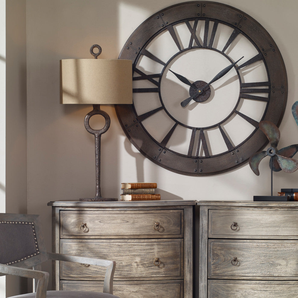 Uttermost Ferro Transitional Cast Iron Table Lamp in Beige/Bronze