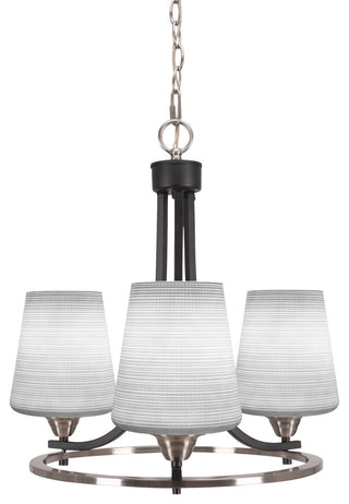Paramount 3-Light Chandelier, Matte Black & Brushed Nickel, 6" White Matrix