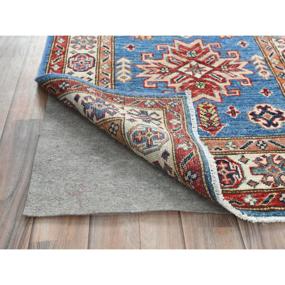 Denim Blue Afghan Super Kazak Natural Wool Hand Knotted XL Runner Rug 2'6"x33'5"