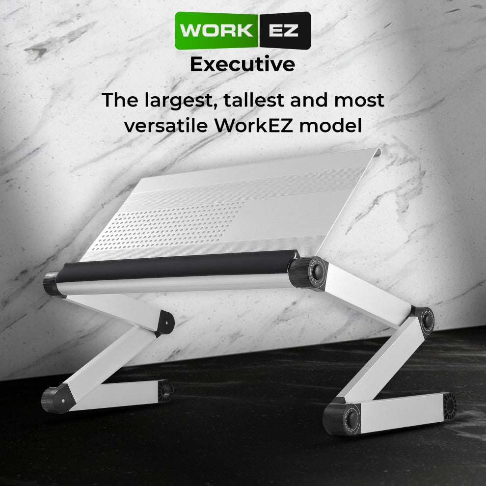 Workez Adjustable Height, Ergonomic Aluminum Cool Laptop Stand, Silver