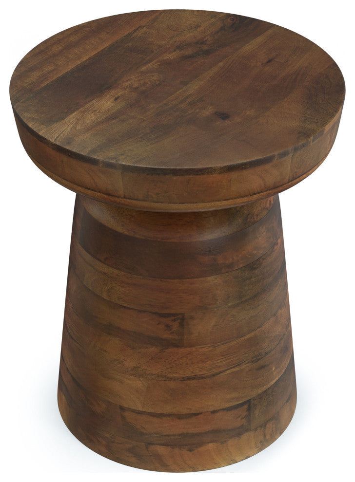 Robbie SOLID MANGO WOOD Accent Table, Walnut Brown