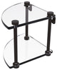 Two Tier Corner Glass Shelf, Oil Rubbed Bronze