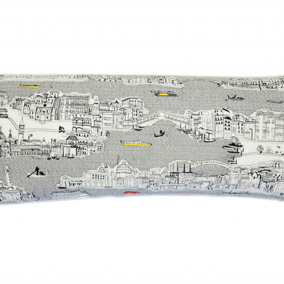 35" White Venice Daylight Skyline Lumbar Decorative Pillow
