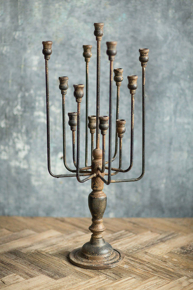 Rustic Black Iron Candelabra