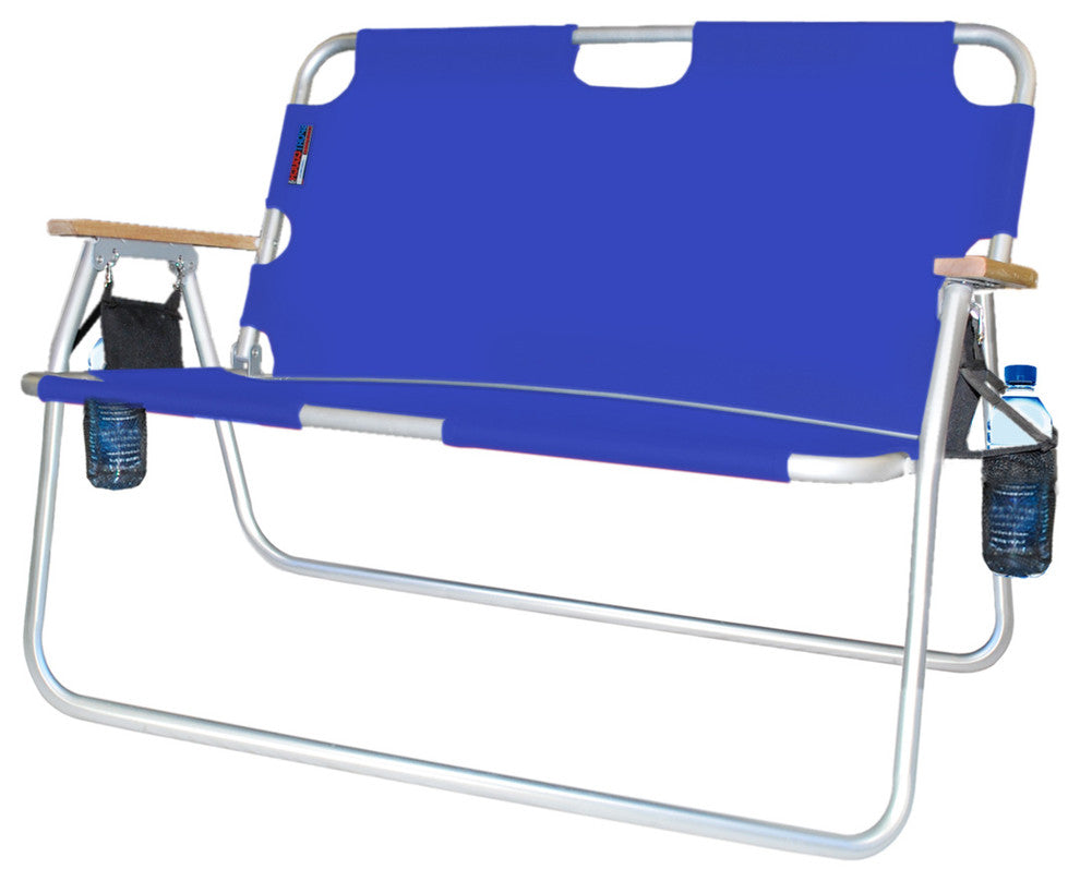 Tailgater Two-Person Folding Aluminum Chair, Royal Blue