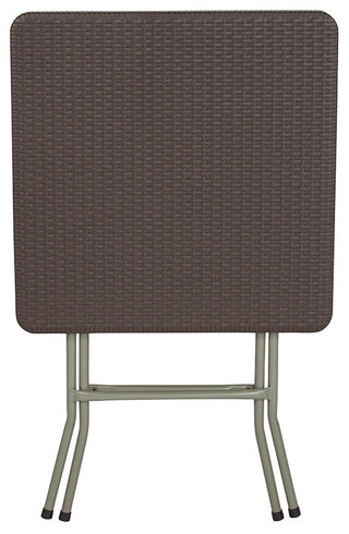 23.5'' Square Brown Rattan Plastic Folding Table