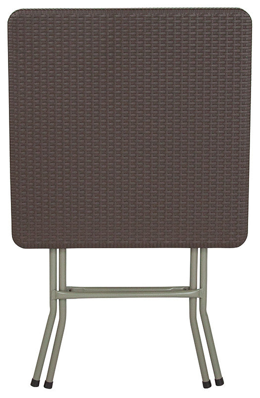23.5'' Square Brown Rattan Plastic Folding Table