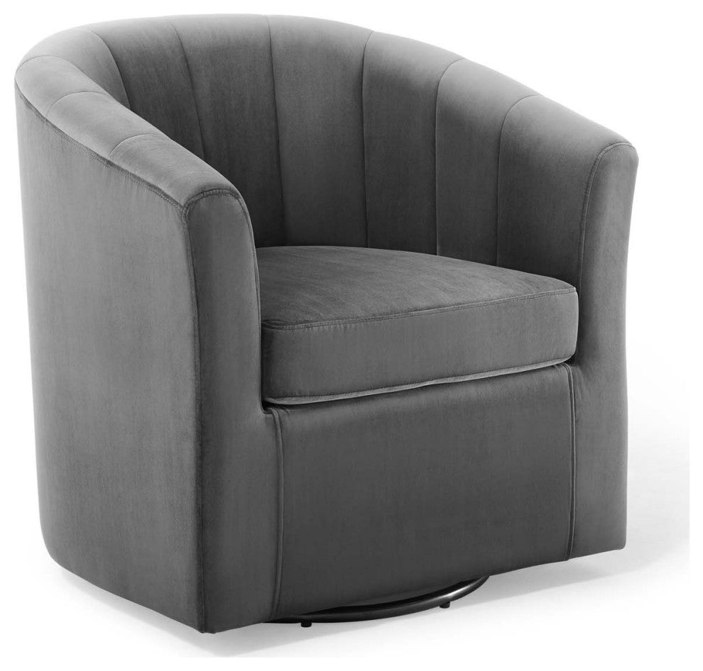 Prospect Performance Velvet Swivel Armchair - Charcoal